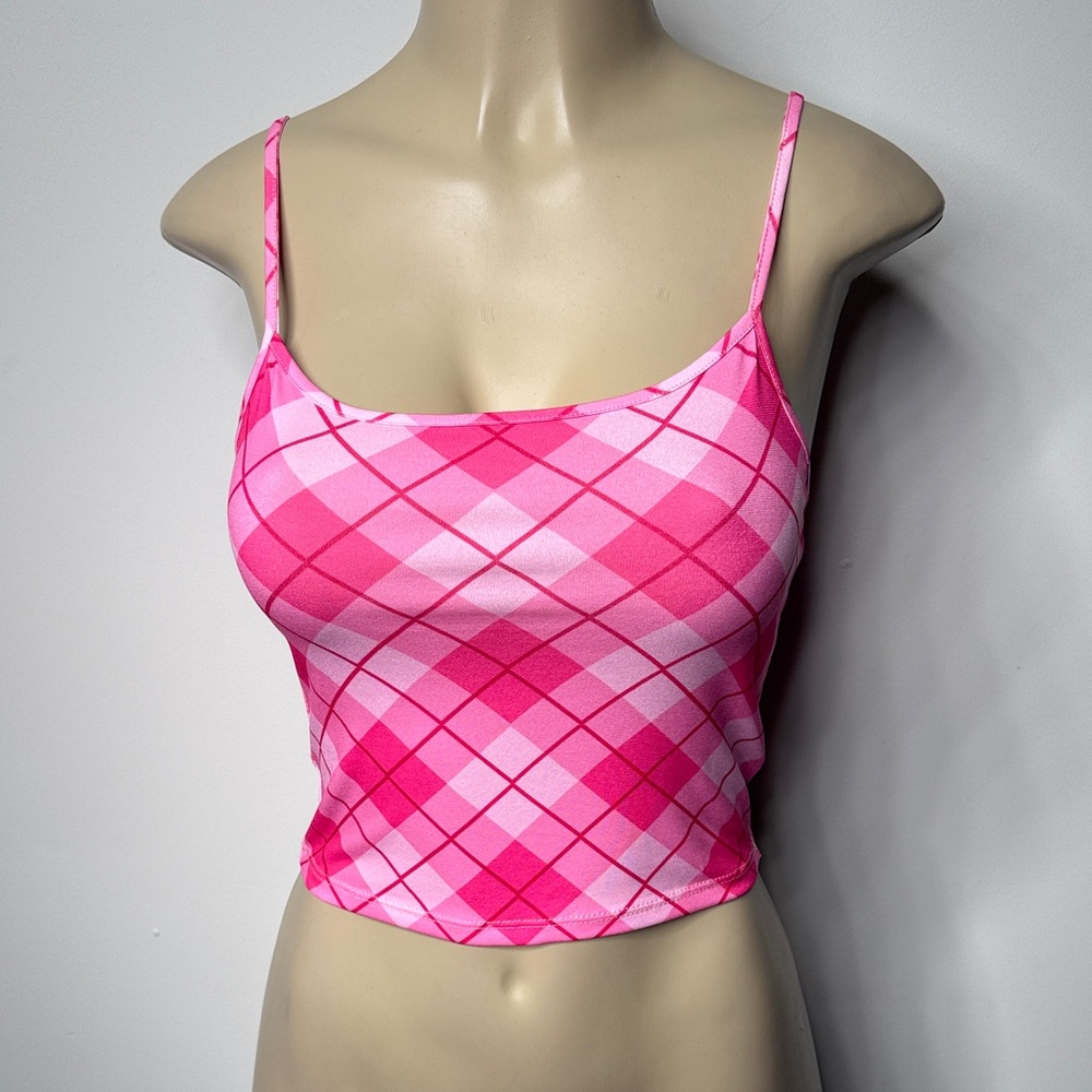 Vibrant Pink Plaid Crop Top
